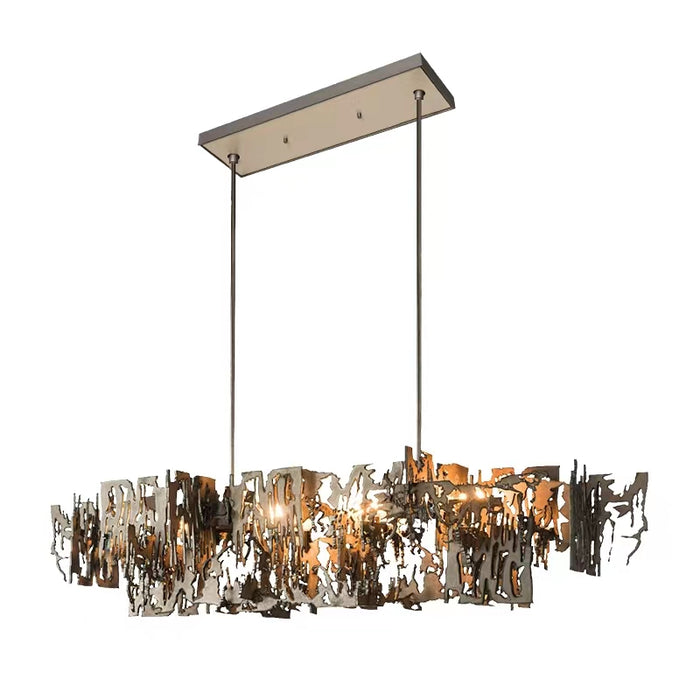 Lámpara colgante de pieza de metal irregular de arte vanguardista posmoderno de gran tamaño para sala de estar/comedor/isla de cocina