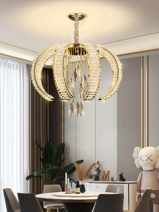 Lampadario a sospensione in cristallo K9 di lusso leggero di arte postmoderna per soggiorno/sala da pranzo/foyer/corridoio