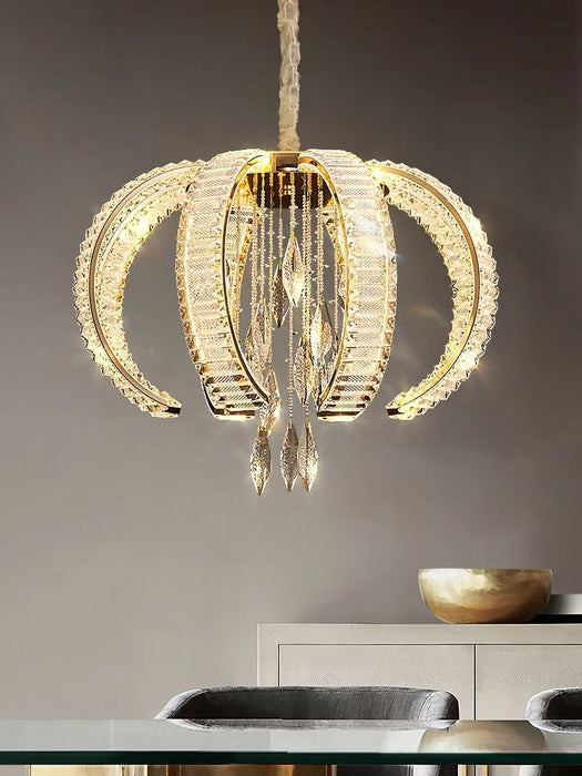 Lámpara colgante de cristal K9 de lujo con luz de arte posmoderno para sala de estar/comedor/vestíbulo/pasillo