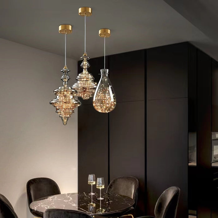 Affordable All-copper Glass Starry Sky Pendant Chandelier for Dining Room/Bar/Kitchen Island