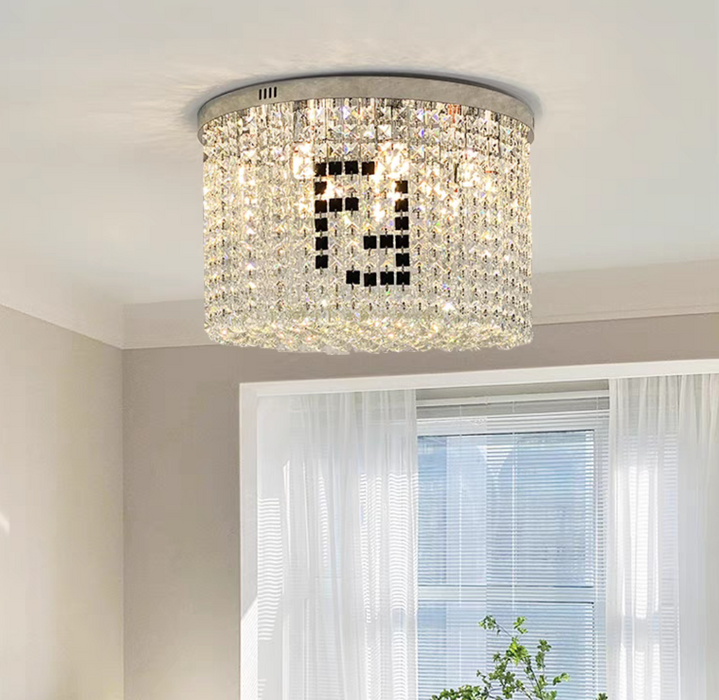 Designer Model Flush Mount Crystal Pendant Round Chandelier for Living/Dining Room/Study