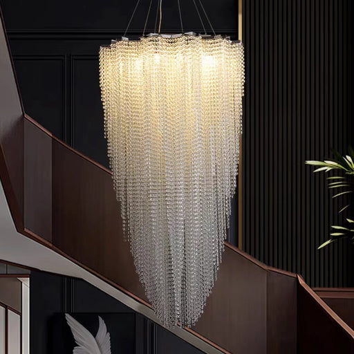 chandelier,chandeliers,extra large,oversize,large,huge,,big,crystal,tassel,art,luxury,staircase,spiral staircase,high-ceiling room,foyer,two-story foyer