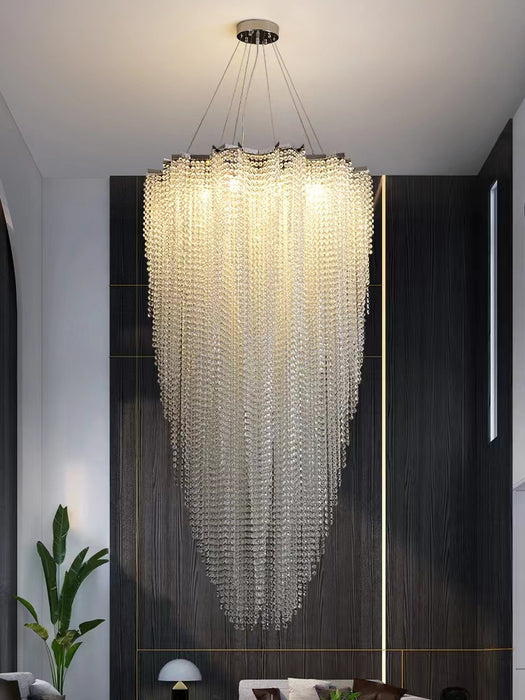 Extra Large Luxury Crystal Chain Tassel Pendant Chandeleir for Stairs/Living Room/Lobby