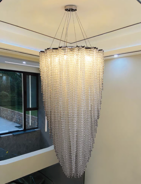 Extra Large Luxury Crystal Chain Tassel Pendant Chandeleir for Stairs/Living Room/Lobby