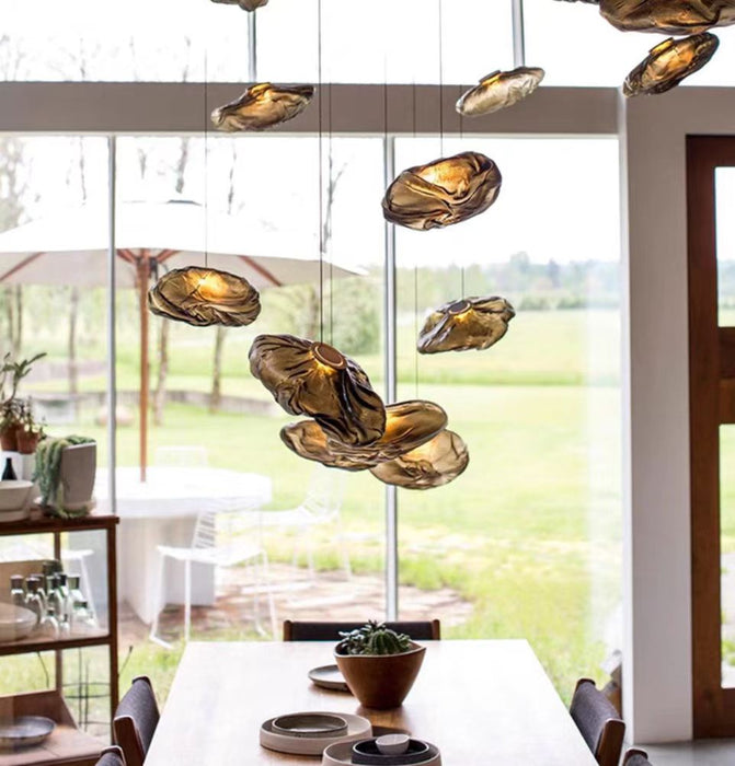 Lampadario decorativo extra large nordico minimalista in vetro a forma di nuvola per scale/soggiorno/stanza con soffitto alto