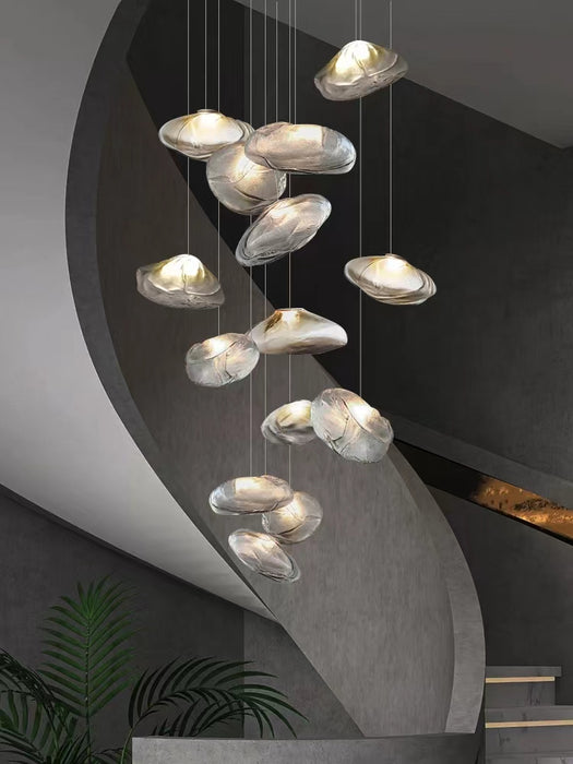 Extra Large Nordic Minimalist Glass Cloud Decorative Chandelier for Stairs/Living Room/Hign-celing Room
