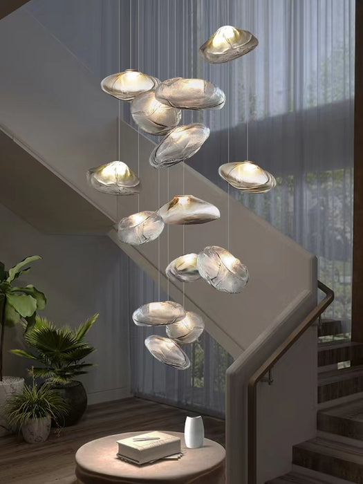 Lámpara decorativa de nube de cristal minimalista nórdica extragrande para escaleras/sala de estar/sala de techo alto