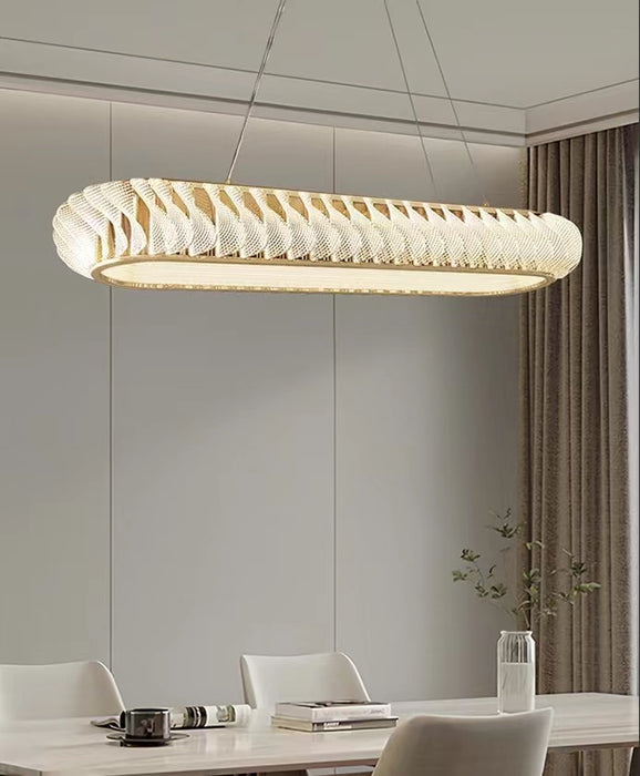 Lampadario ovale moderno a ripiani extra grandi in acciaio inossidabile per sala da pranzo/isola cucina/grandi ingressi