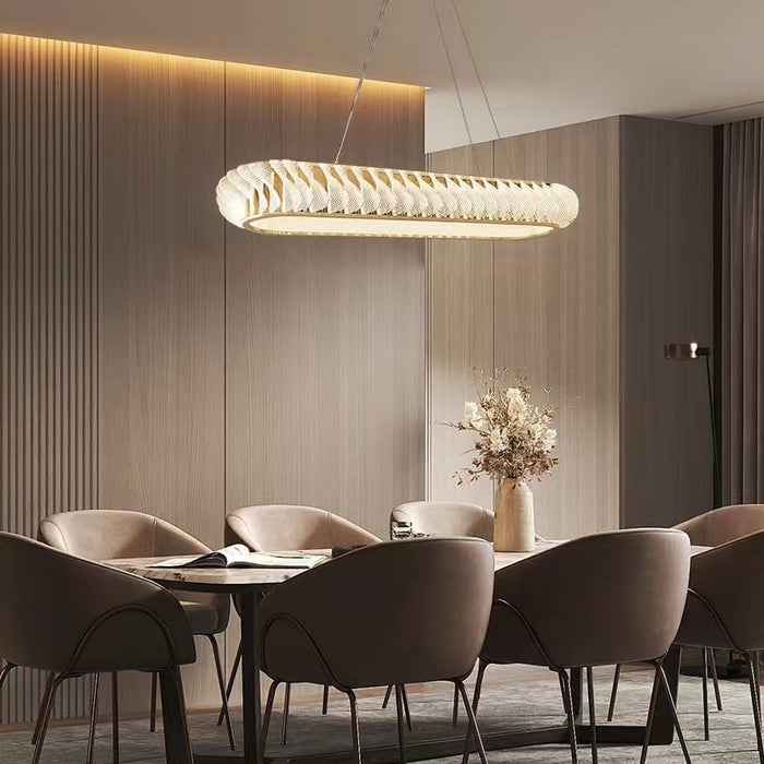Lampadario ovale moderno a ripiani extra grandi in acciaio inossidabile per sala da pranzo/isola cucina/grandi ingressi