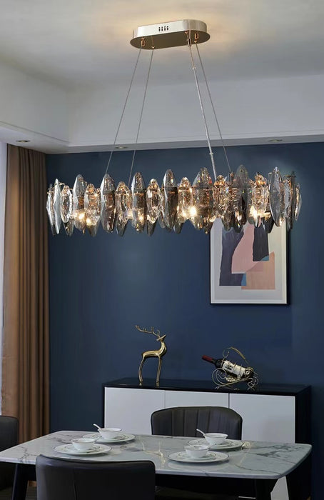 Lampadario di cristallo a foglia di design per soggiorno Lampada da soffitto moderna per la decorazione della sala da pranzo