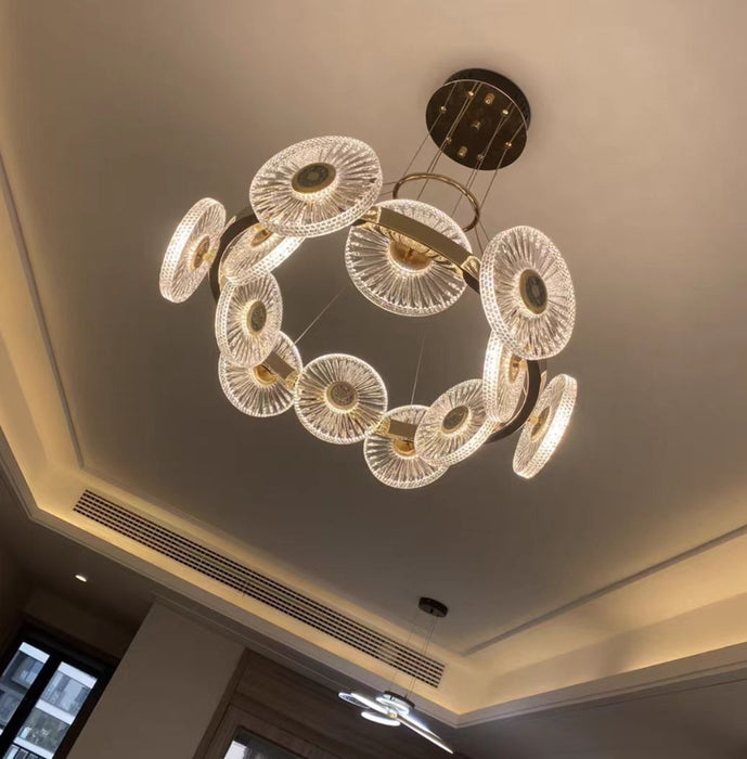 Modern Light Luxury Creative Round Acrylic Pendant Chandelier for Living/Dining Room/Bedroom