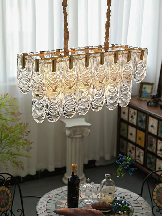 Nordic Light Luxury Patterned Glass Pendant Chandelier Suit for Living/Dining Room/Bedroom