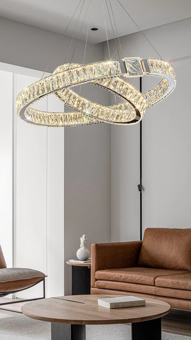 Lámpara colgante con anillo de cinturón de cristal, luz moderna, traje para sala de estar/comedor/dormitorio