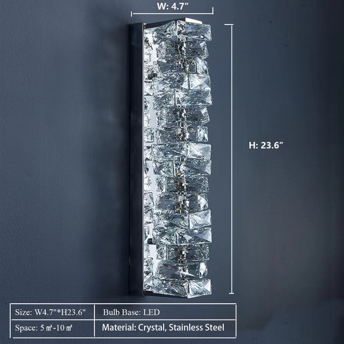 W4.7"*H23.6" crystal wall light bar bedroom luxury walk-in closet
