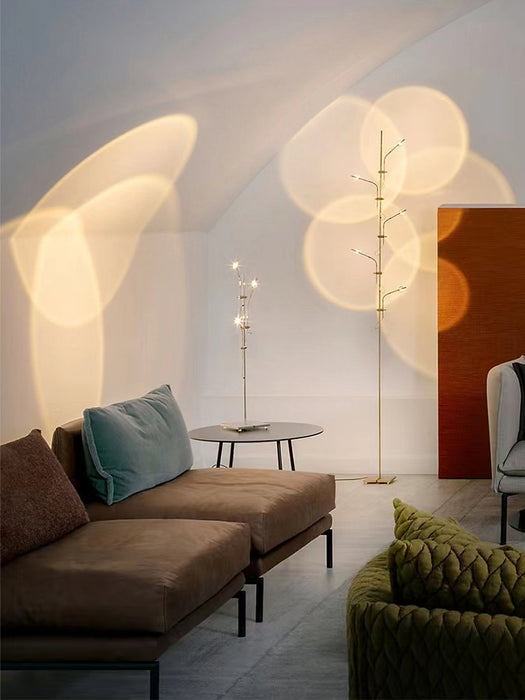 Lámpara de pie con luz y sombra LED creativa minimalista, luz de puesta de sol de proyección para sala de estar/dormitorio