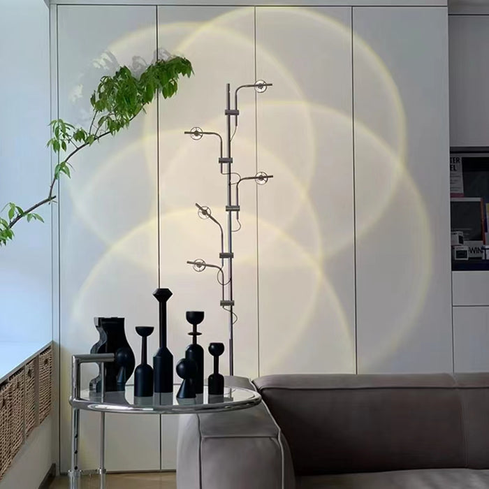 Lámpara de pie con luz y sombra LED creativa minimalista, luz de puesta de sol de proyección para sala de estar/dormitorio