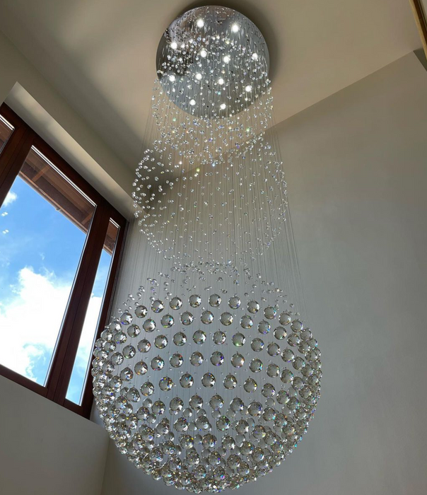Extra Large Modern Three Balls Ceiling Crystal Chandelier For Staircase/Big-foyer, living room