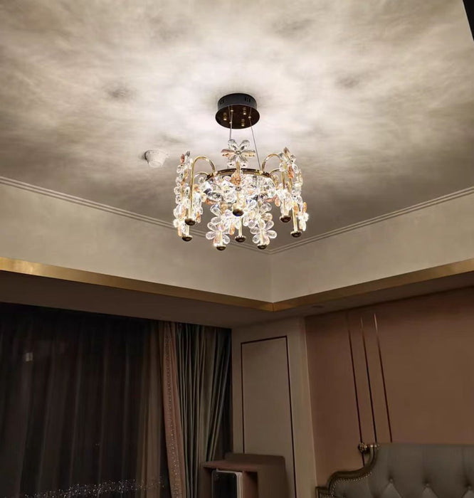 Lámpara colgante de flores de lujo, luz moderna, modelo de diseñador, traje para sala de estar/comedor/dormitorio