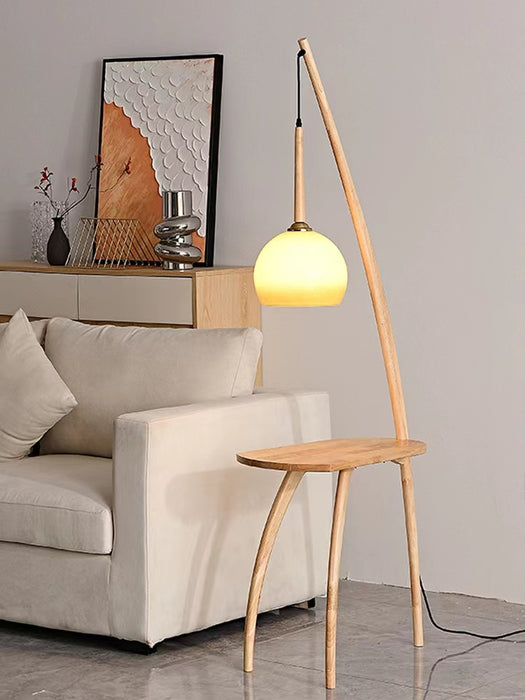 Lampada da terra in legno massello stile vintage con tavolo da caffè, posizionamento della luce, per soggiorno/camera da letto/studio