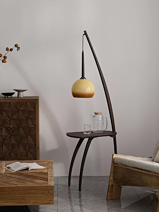 Vintage Style With Table Coffee Table Light Placement Solid Wood Floor Lamp for Living Room/Bedroom/Study