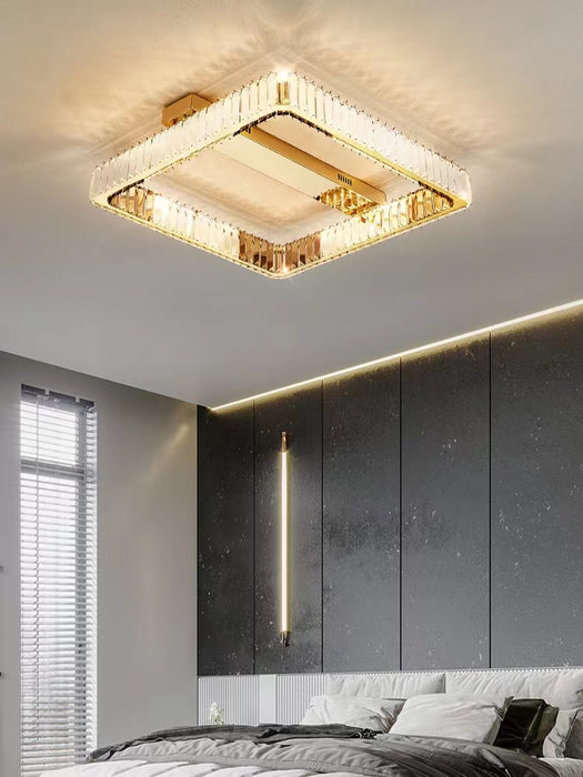 Modern Luxury Multi-layer Square Crystal Flush Mount Pendant Chandelier for Living Room/Bedroom