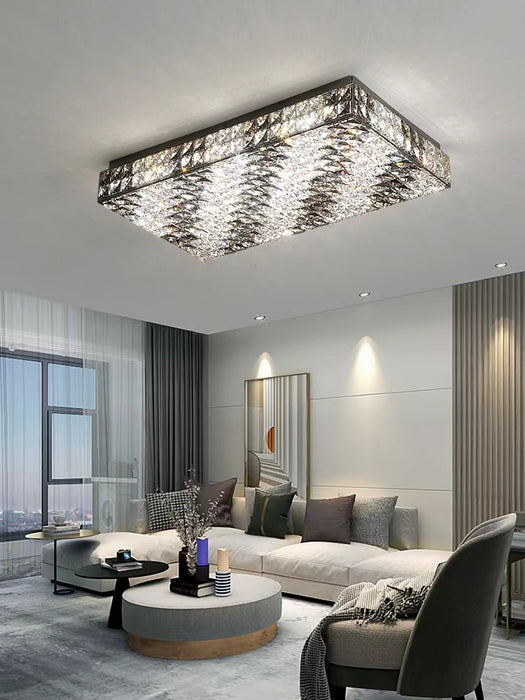 Lámpara colgante de montaje empotrado de cristal con rayas cuadradas y rectangulares, moderna de lujo, para sala de estar/dormitorio/estudio