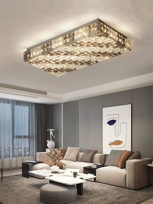 Luxury Modern Square and Rectangle Stripes Crystal Flush Mount Pendant Chandelier for Living Room/Bedroom/Study