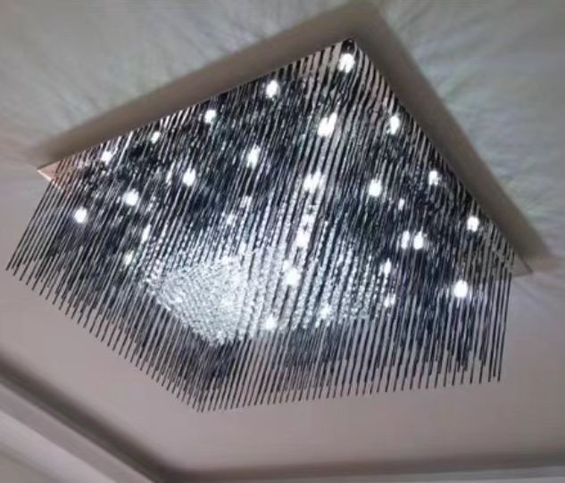 Lampadario moderno con montaggio a incasso in cristallo con nappa in vetro nero per soggiorno/camera da letto/studio