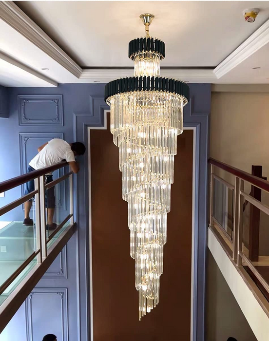 Oversized Black And Crystal Foyer/Staircase Chandelier