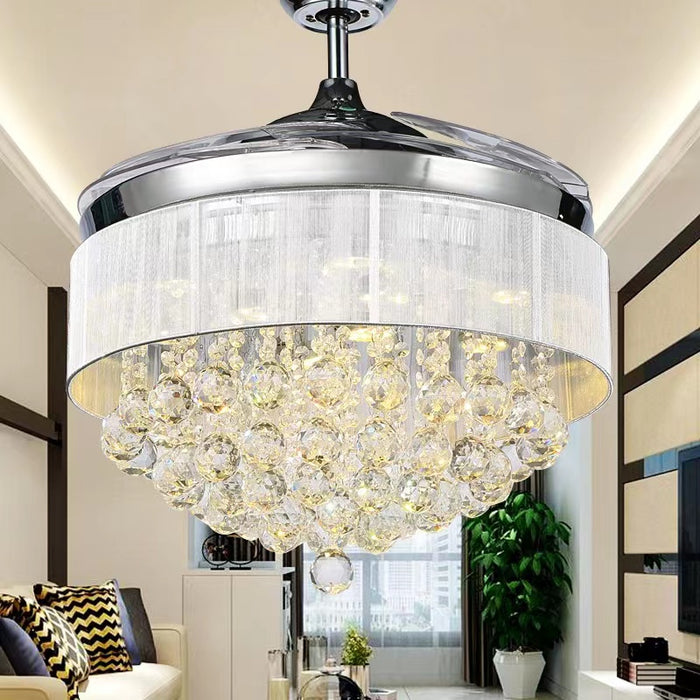 Creative Invisible Fan Blade Crystal Pendant Chandelier for Bedroom/Living/Dining Room