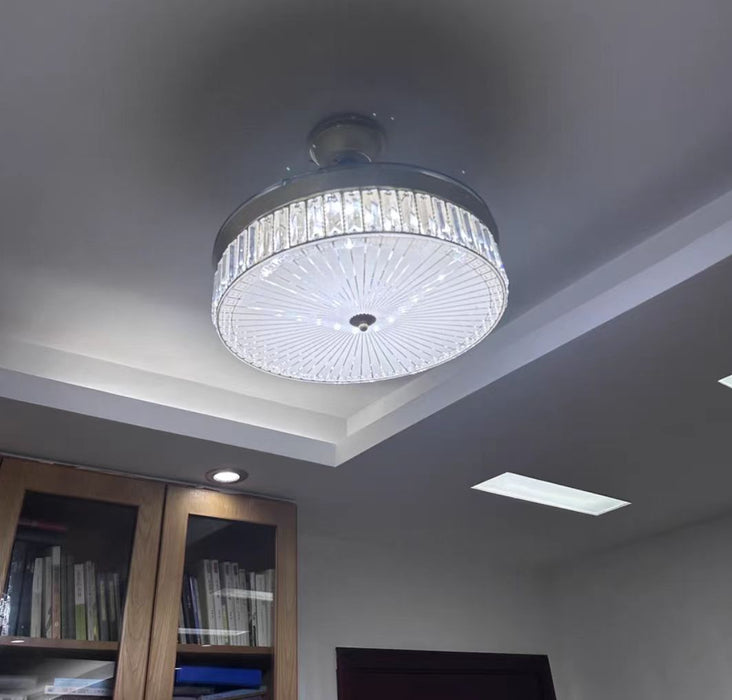 Luz de ventilador de techo de cristal de lujo, luz moderna, luz Invisible para sala de estar/comedor