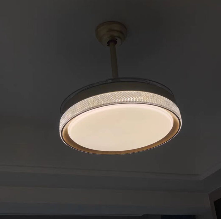Luz de ventilador de techo de cristal de lujo, luz moderna, luz Invisible para sala de estar/comedor