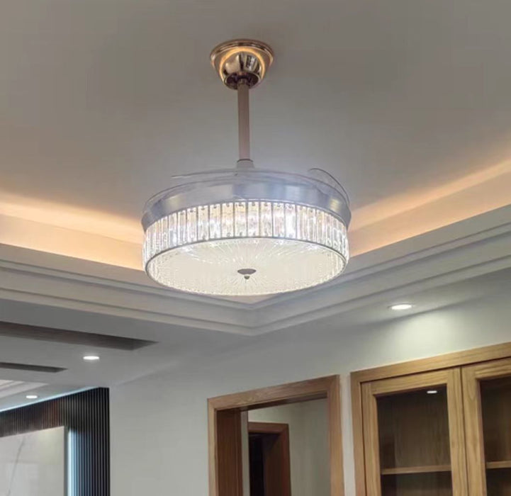 Luce moderna e lussuosa, ventilatore da soffitto in cristallo, ventilatore invisibile, per soggiorno/sala da pranzo