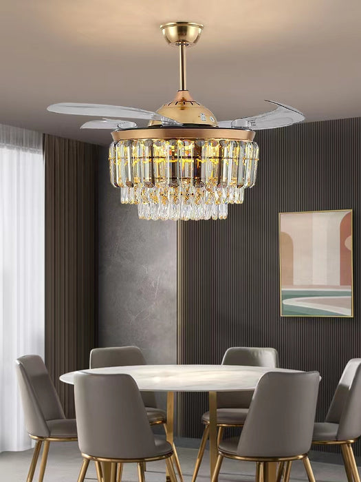 New Modern Light Luxury 3-Blade Invisible Fan Light Ceiling Chandelier for Living/Dining Room/Bedroom