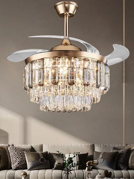 New Modern Light Luxury 3-Blade Invisible Fan Light Ceiling Chandelier for Living/Dining Room/Bedroom