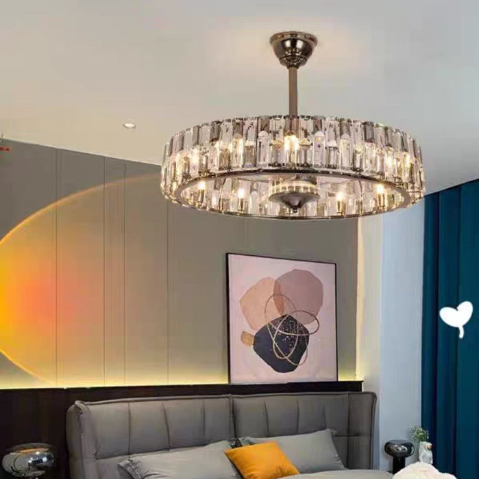 Nuevo Candelabro de cristal con luz de ventilador Invisible moderno para sala de estar/comedor/dormitorio