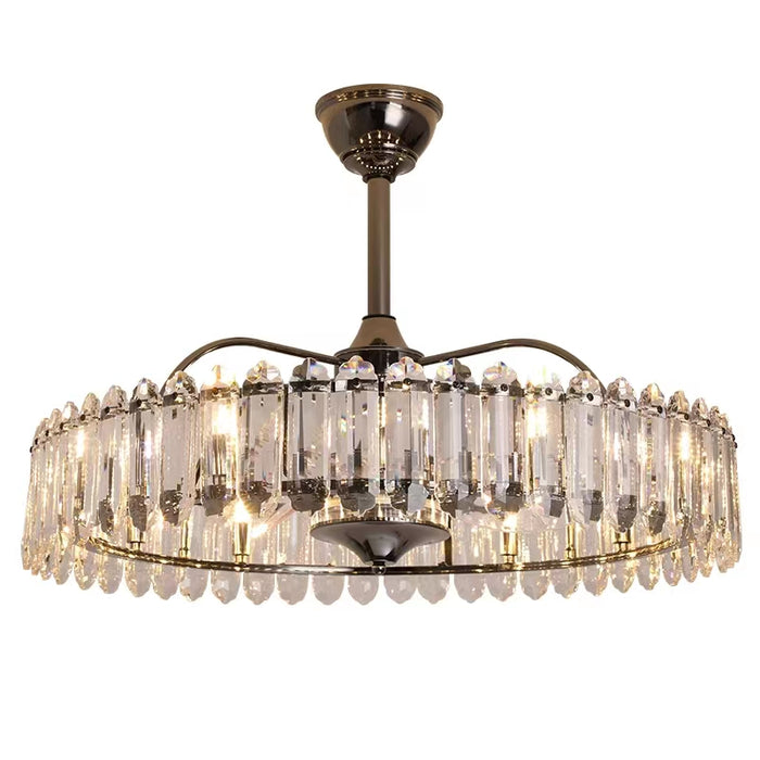 New Modern Invisible Fan Light Candle Crystal Chandelier for Living/Dining Room/Bedroom