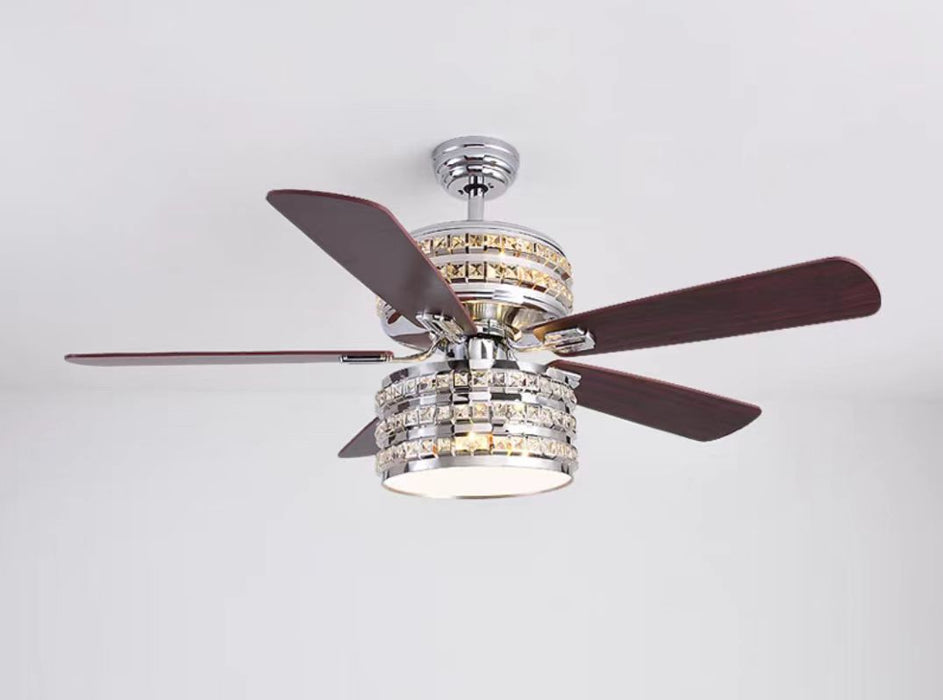 Light Luxury 5-Blade Fan Light Crystal Ceiling Chandelier for Living/Dining Room/Bedroom