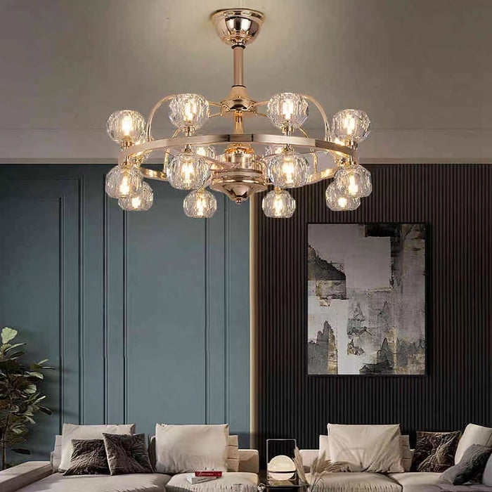 Lámpara de araña Invisible con aspas de ventilador, corona de múltiples cabezas moderna, para sala de estar/comedor