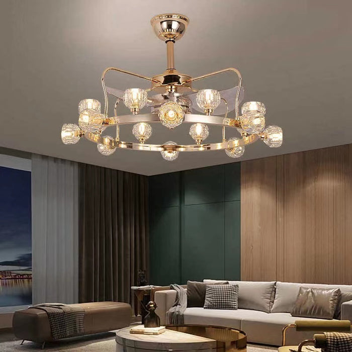 Lámpara de araña Invisible con aspas de ventilador, corona de múltiples cabezas moderna, para sala de estar/comedor