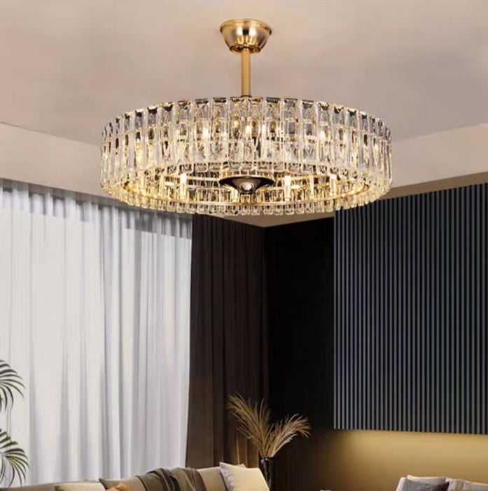 Lampadario moderno in cristallo con ventola a lama invisibile per soggiorno/sala da pranzo/camera da letto