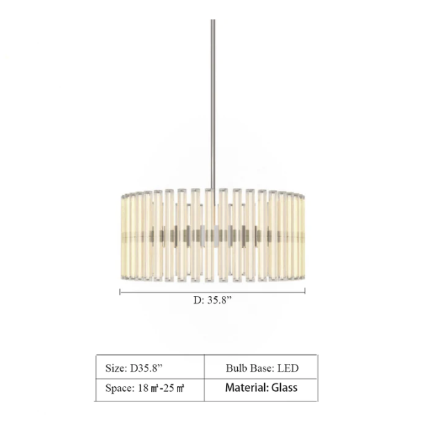 D35.8" Aurora LED Chandelier,chandeleir,chandeliers,round,glass,glass rod,rods,steel,classic,ring,living room,dining room,bedroom