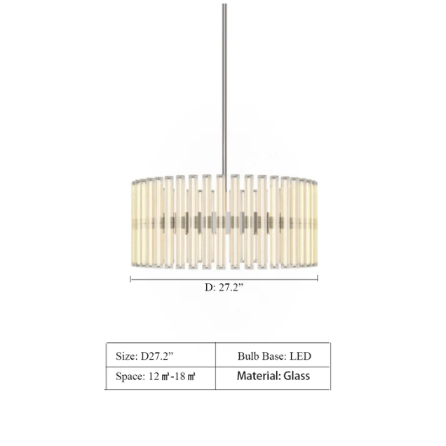 D27.2" Aurora LED Chandelier,chandeleir,chandeliers,round,glass,glass rod,rods,steel,classic,ring,living room,dining room,bedroom