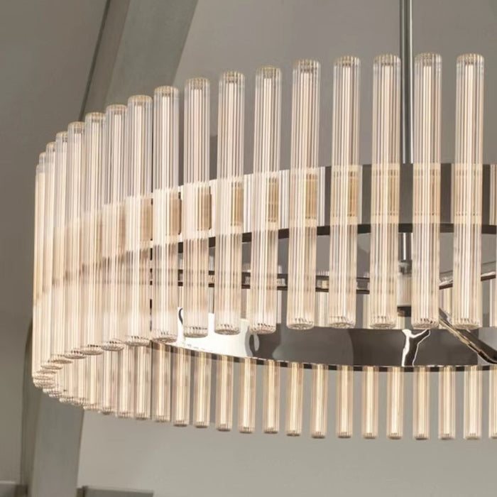 Lámpara colgante de varilla de vidrio redonda minimalista nórdica moderna para sala de estar/comedor