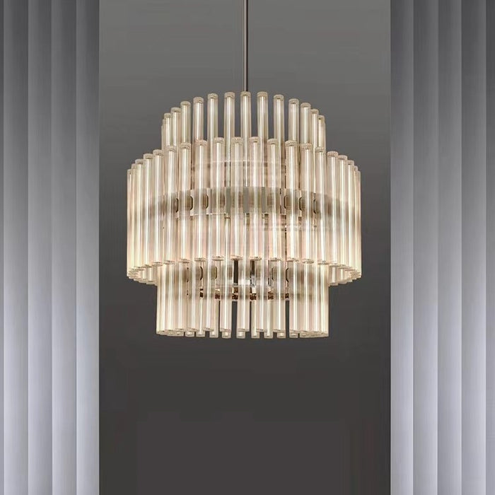 Lámpara colgante de varilla de vidrio redonda minimalista nórdica moderna para sala de estar/comedor