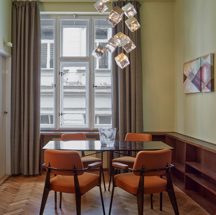 Lámpara colgante de colección de piedra cuadrada minimalista, modelo de diseñador, para escalera/sala de estar