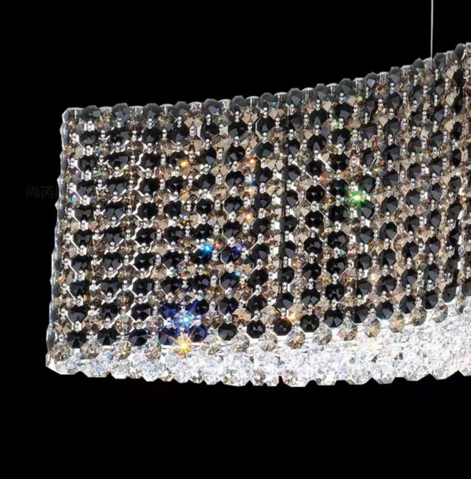 Lámpara colgante de cristal curvilíneo de lujo de gran tamaño para comedor/isla de cocina/sala de estar