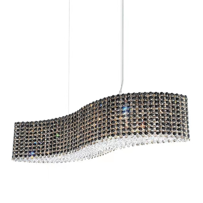 Lampadario a sospensione in cristallo curvilineo di lusso di grandi dimensioni per sala da pranzo/isola cucina/soggiorno