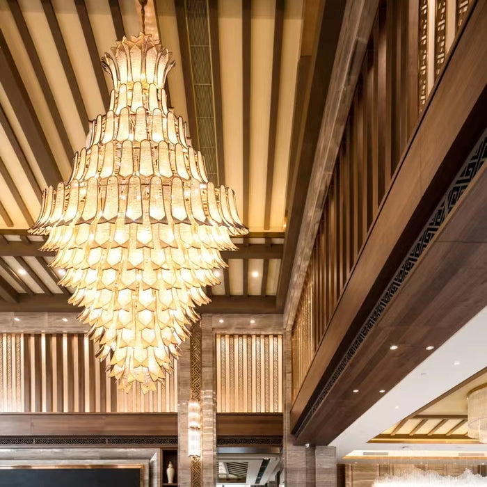 Extra Large Luxury Multi-tier Gold Pendant Glass Chandelier for Stairs/Large High-ceiling Room