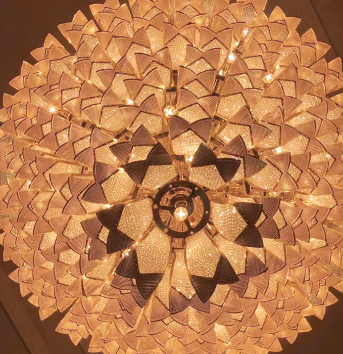 Lampadario in vetro a sospensione in oro a più livelli di lusso extra large per scale/grande stanza dal soffitto alto